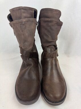 Carlos by Carlos Santana Women Sawyer Leather Almond Toe Dark Brown Boots 7.5M